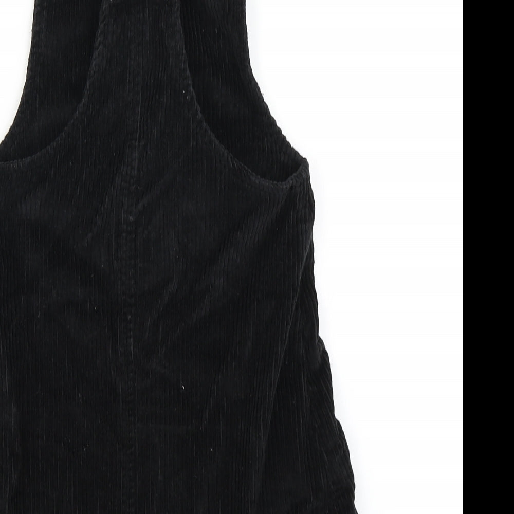 F&F Girls Black  Corduroy Pinafore/Dungaree Dress  Size 7-8 Years