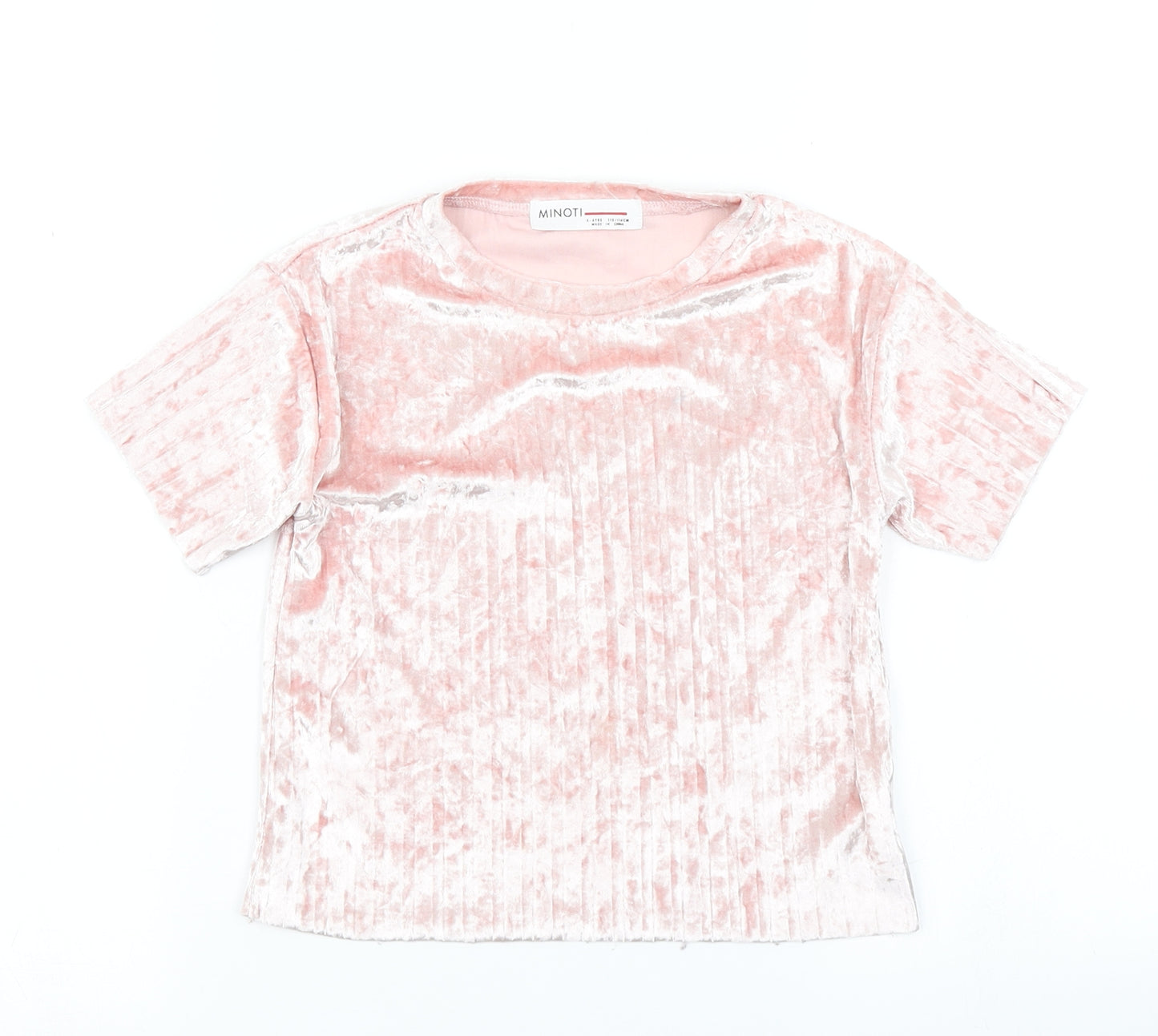 Minoti Girls Pink  Velour Basic T-Shirt Size 5-6 Years