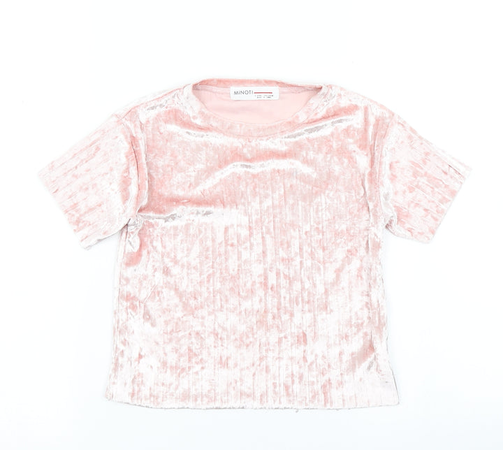 Minoti Girls Pink Velour Basic T-Shirt Size 5-6 Years