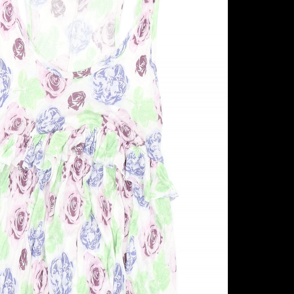 Papaya Womens Green Floral  Basic Tank Size 14