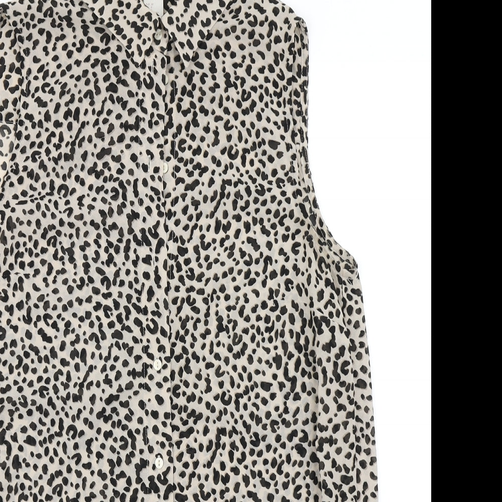 H&M Womens Beige Argyle/Diamond  Basic Blouse Size 10