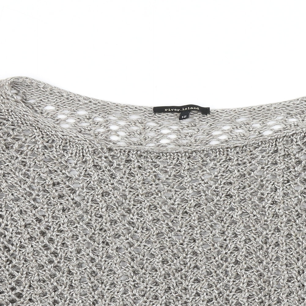 River Island Womens Grey  Knit Pullover Jumper Size 12  - Cropped