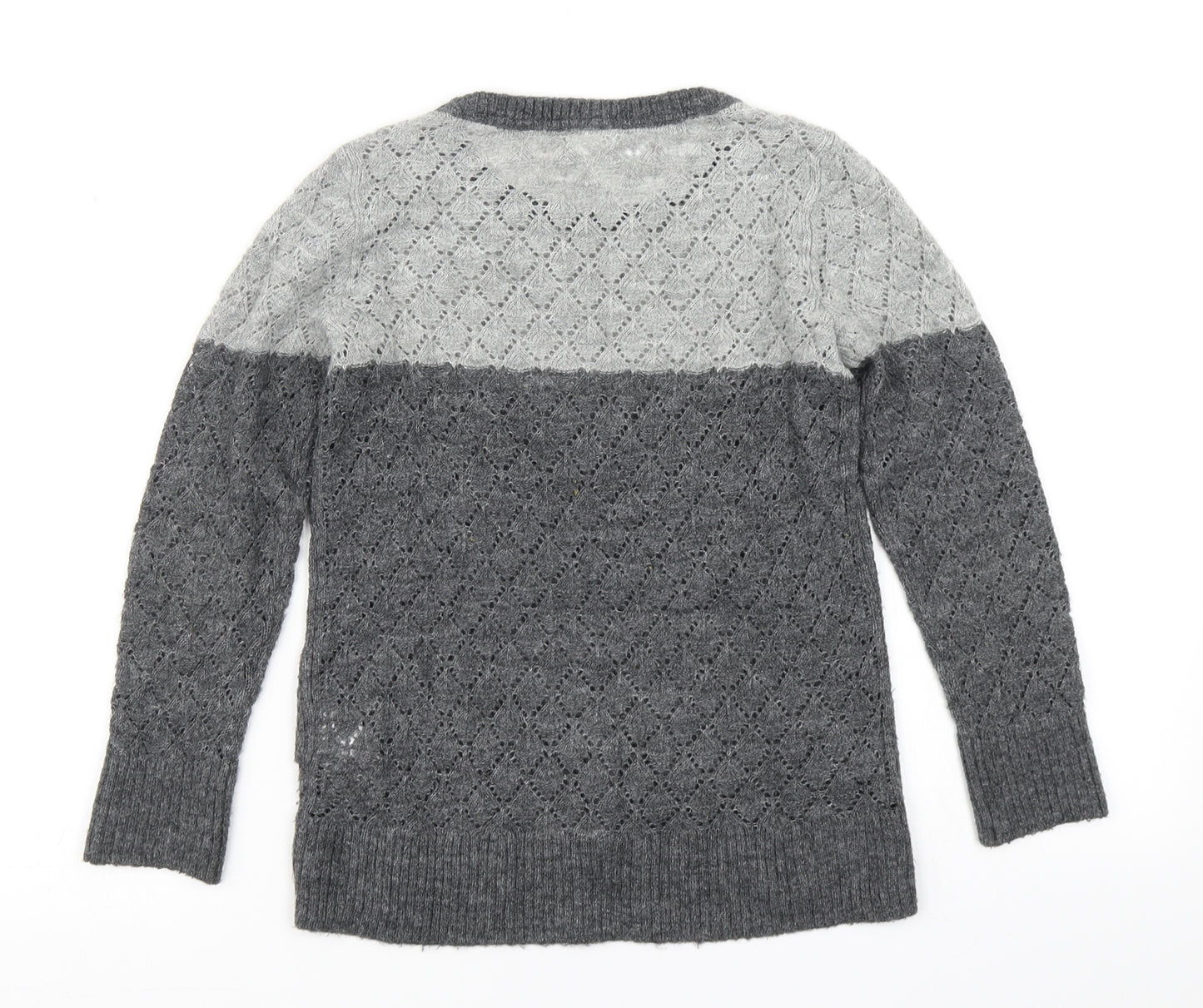 Gap Girls Grey Colourblock Knit Pullover Jumper Size 6-7 Years
