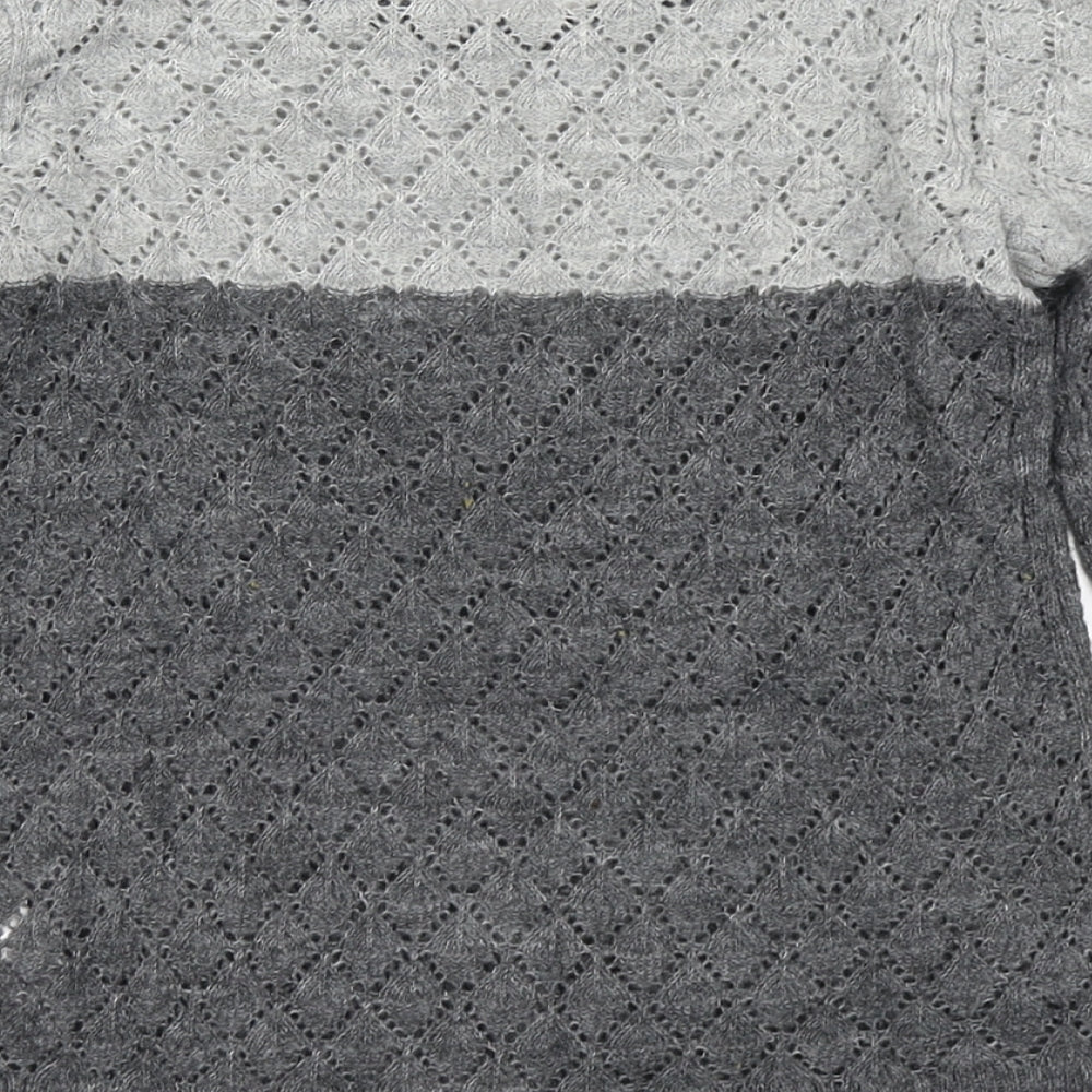 Gap Girls Grey Colourblock Knit Pullover Jumper Size 6-7 Years