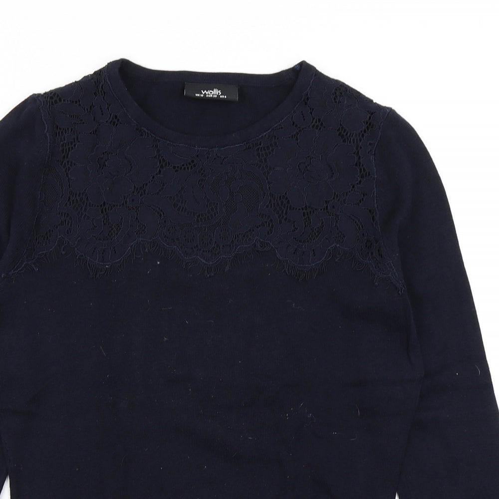 Wallis Womens Blue  Knit Pullover Jumper Size 10