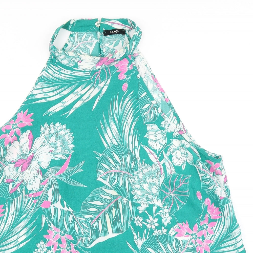 George Womens Green Floral  Basic Blouse Size 18