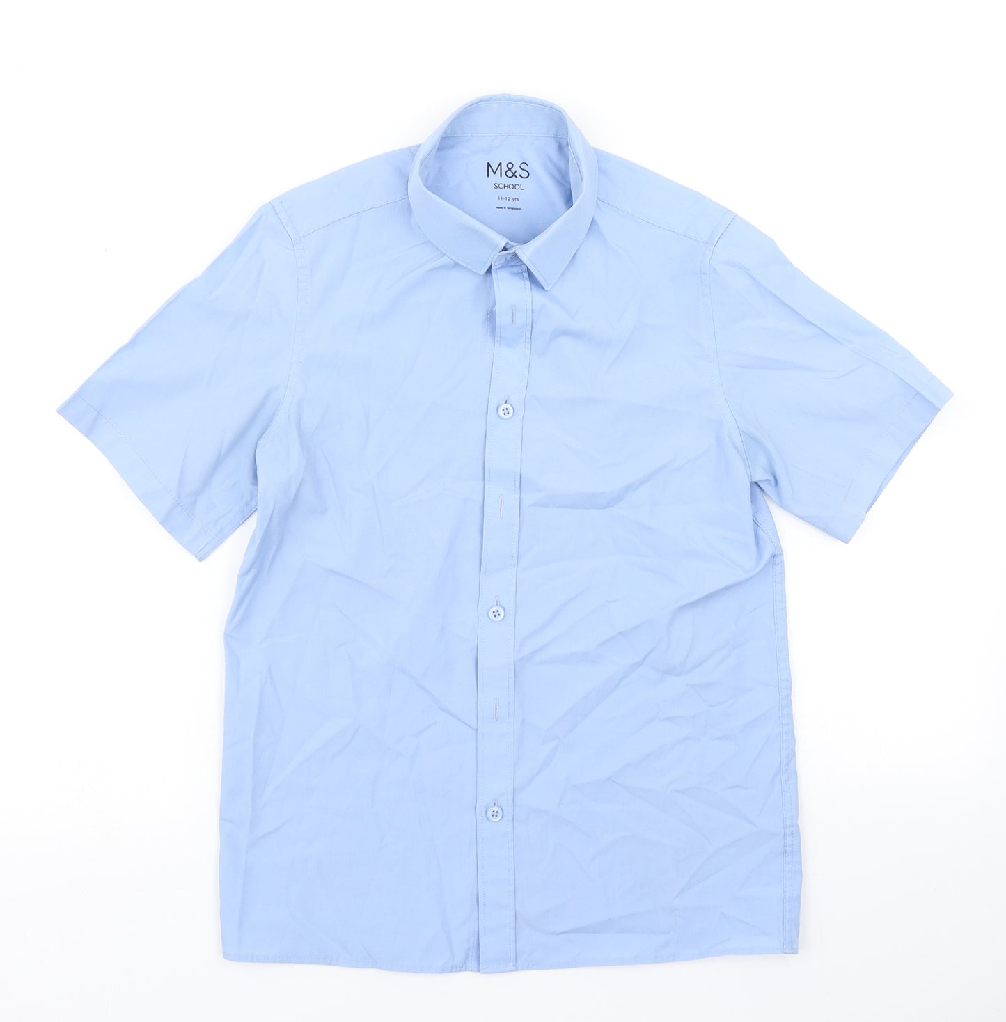 M&S Boys Blue   Basic Button-Up Size 11-12 Years
