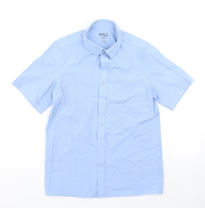 M&S Boys Blue   Basic Button-Up Size 11-12 Years