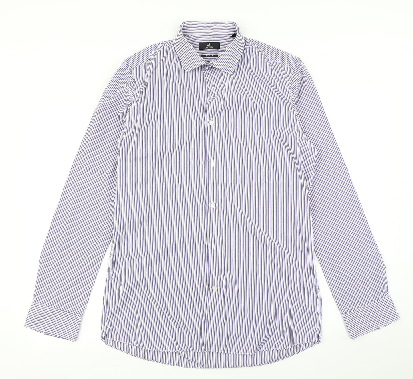 NEXT Mens Purple Striped   Dress Shirt Size 15.5