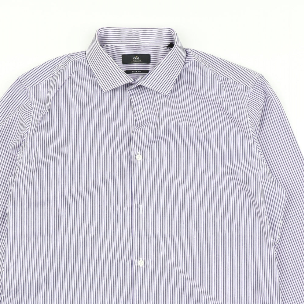 NEXT Mens Purple Striped   Dress Shirt Size 15.5
