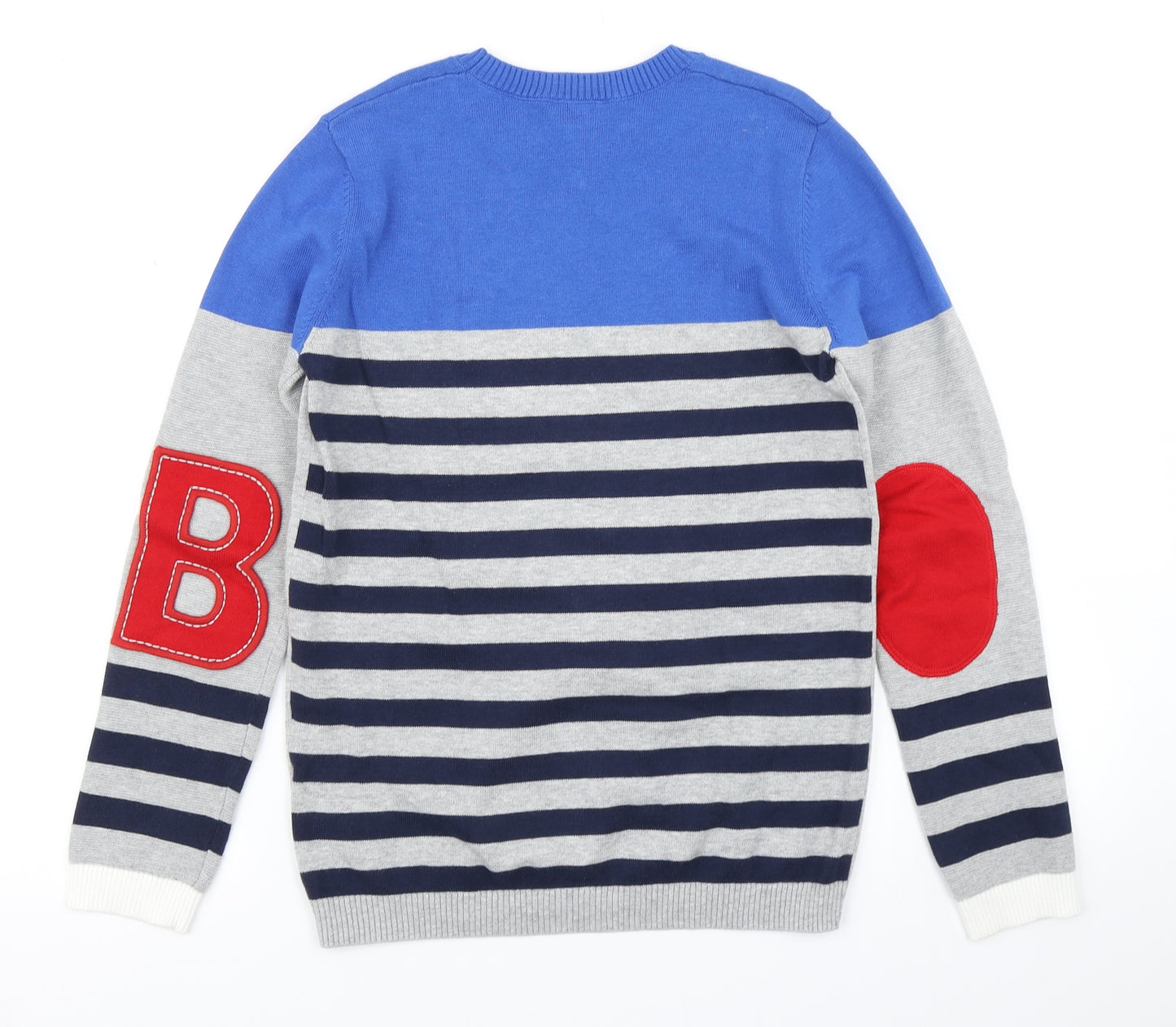 United Colors of Benetton Boys Blue Striped Knit Pullover Jumper Size 10-11 Years
