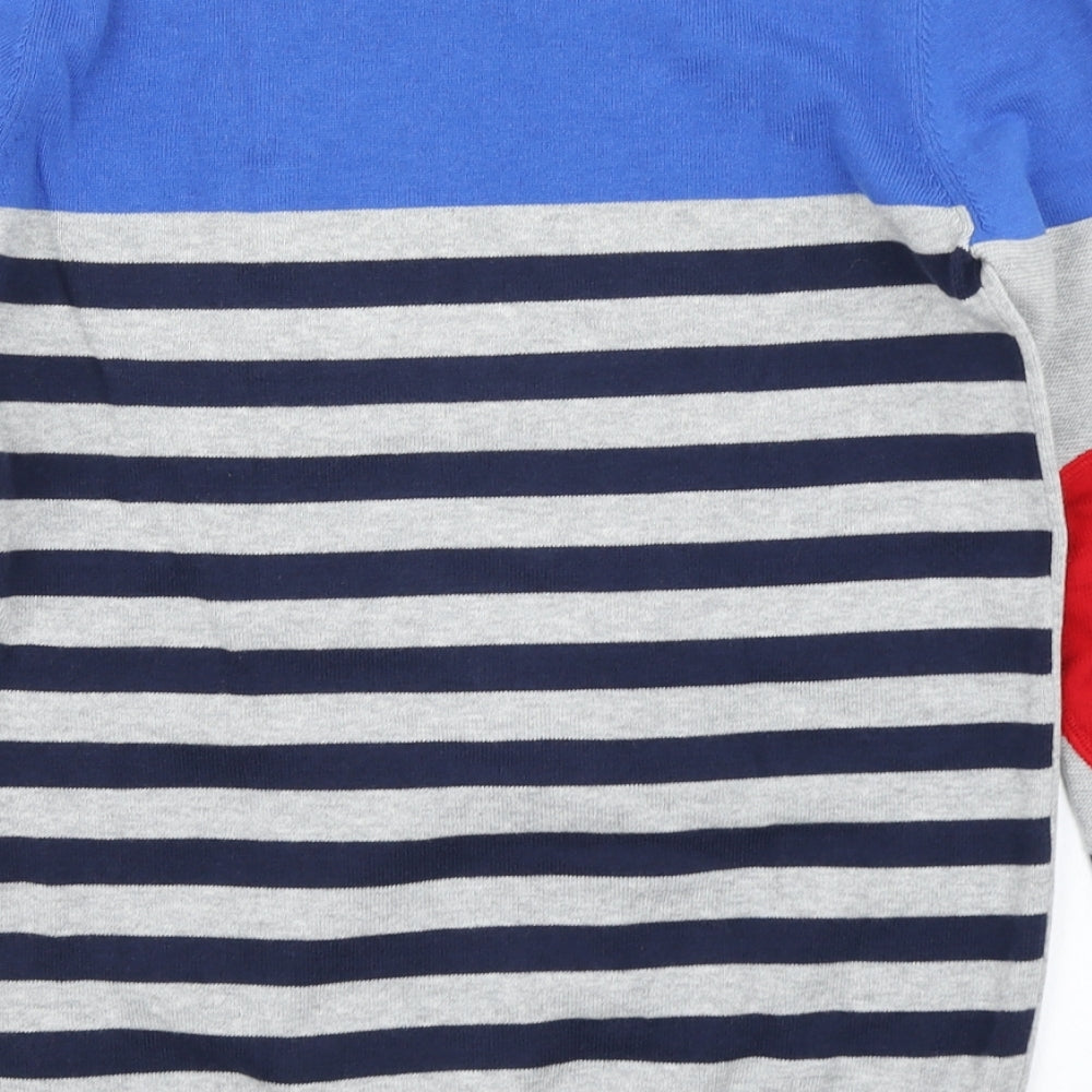 United Colors of Benetton Boys Blue Striped Knit Pullover Jumper Size 10-11 Years