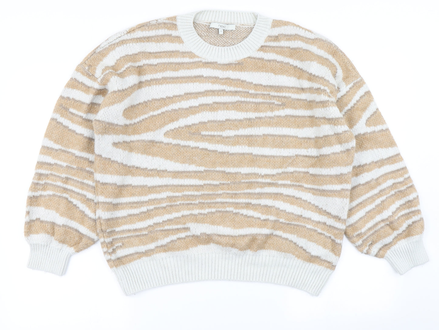 NEXT Womens Brown Animal Print Knit Pullover Jumper Size 16