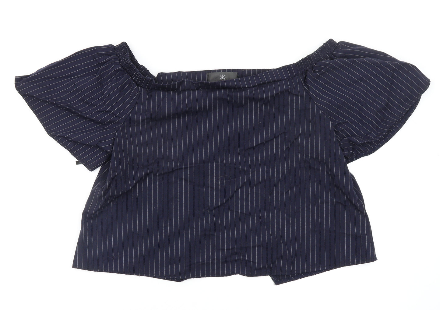 Missguided Womens Blue Striped  Basic Blouse Size 14