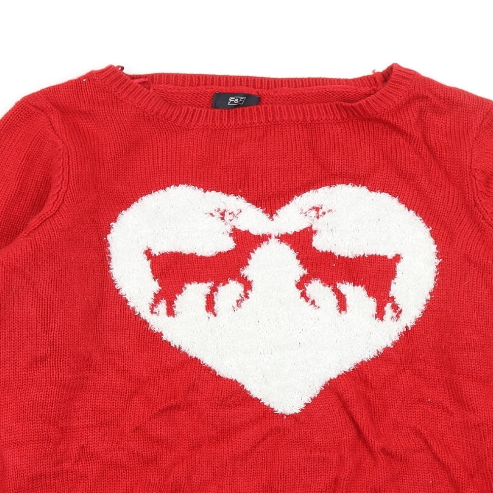 F&F Womens Red   Pullover Jumper Size 16