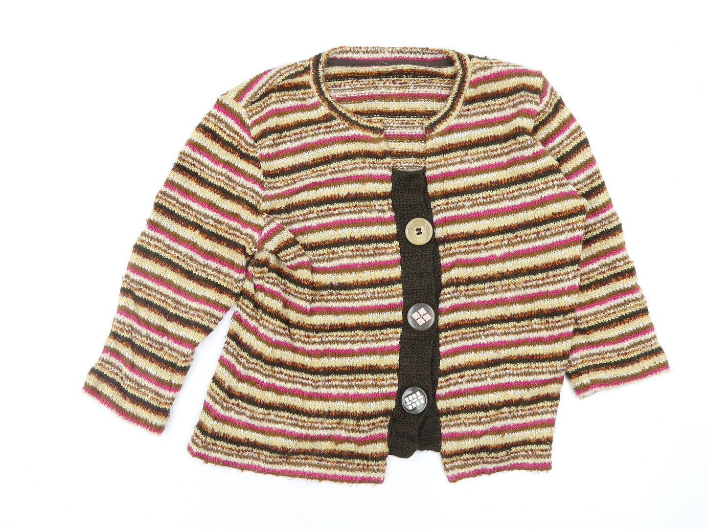 Per Una Womens Multicoloured Striped  Cardigan Jumper Size 14