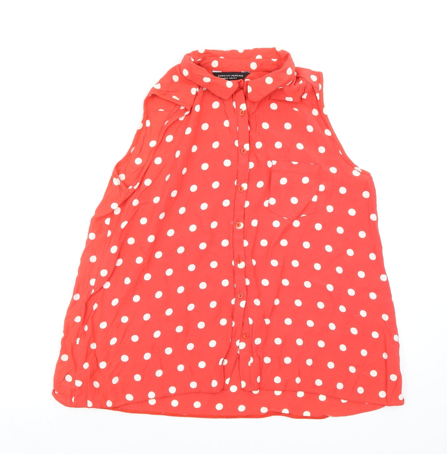 Dorothy Perkins Womens Red Polka Dot  Basic Button-Up Size 16