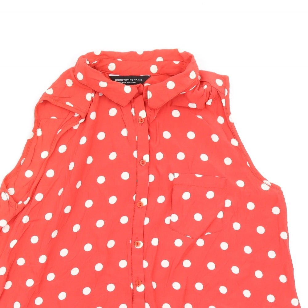 Dorothy Perkins Womens Red Polka Dot  Basic Button-Up Size 16