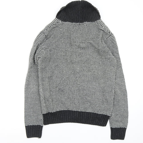 jack and jones Mens Multicoloured Houndstooth  Cardigan Jumper Size M