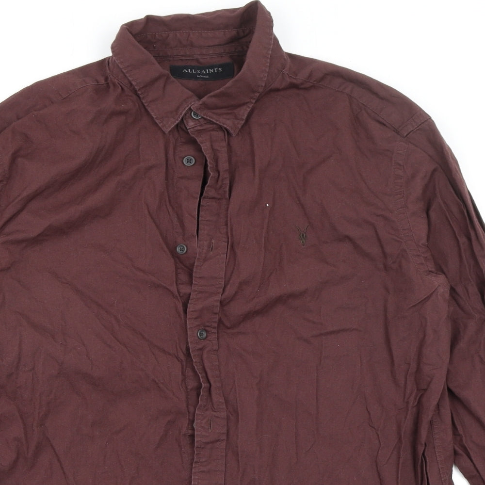 AllSaints Mens Purple    Button-Up Size L