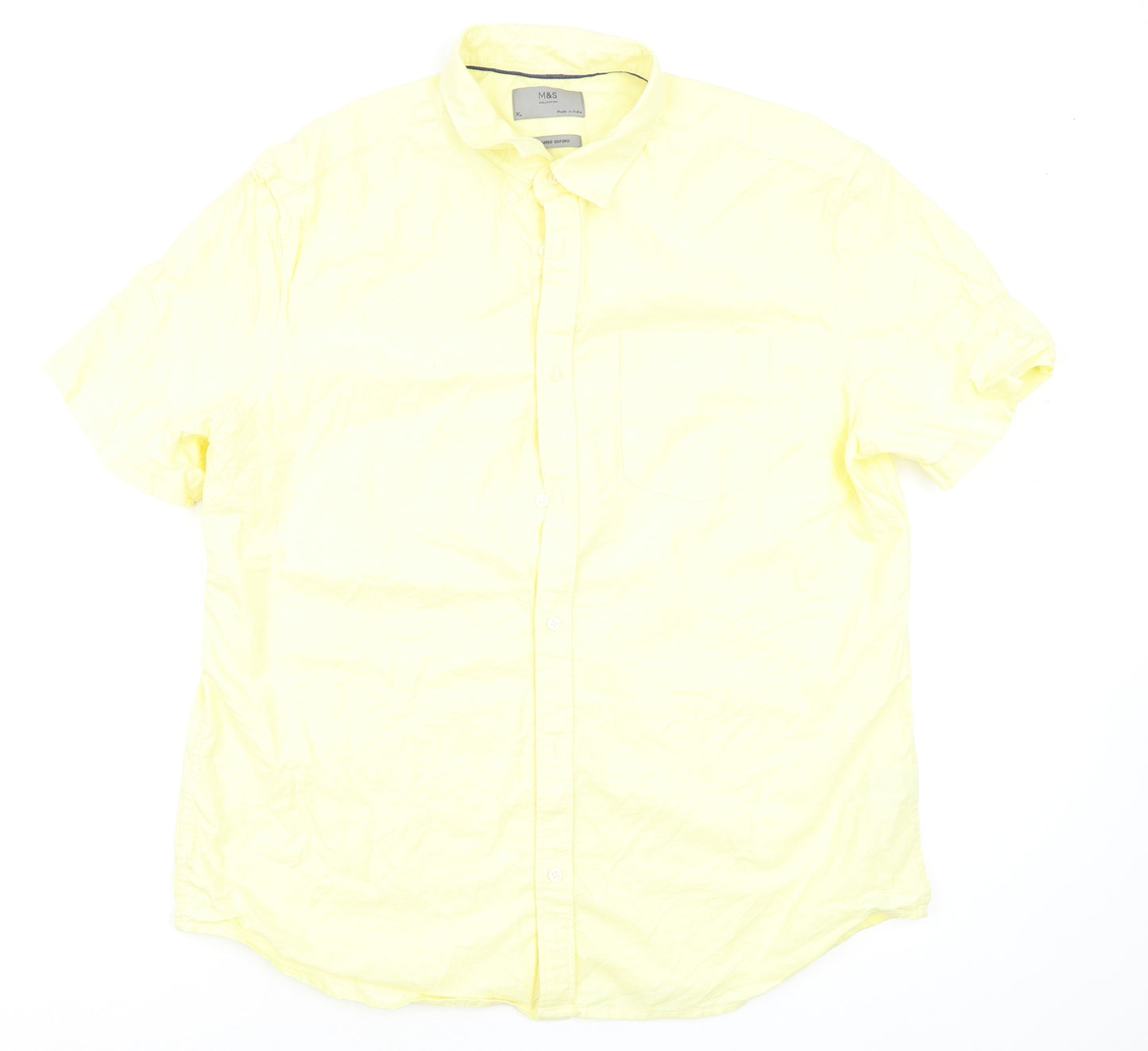 M&S Mens Yellow    Button-Up Size XL