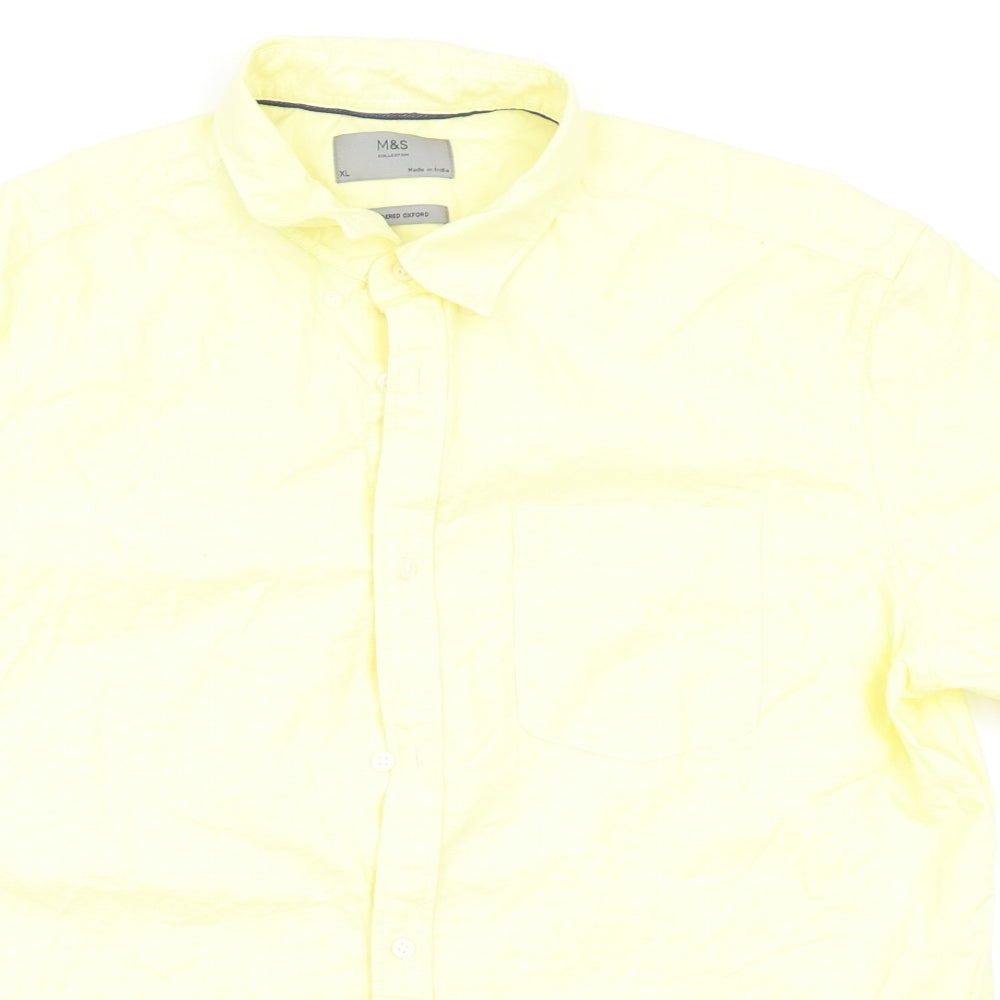 M&S Mens Yellow    Button-Up Size XL