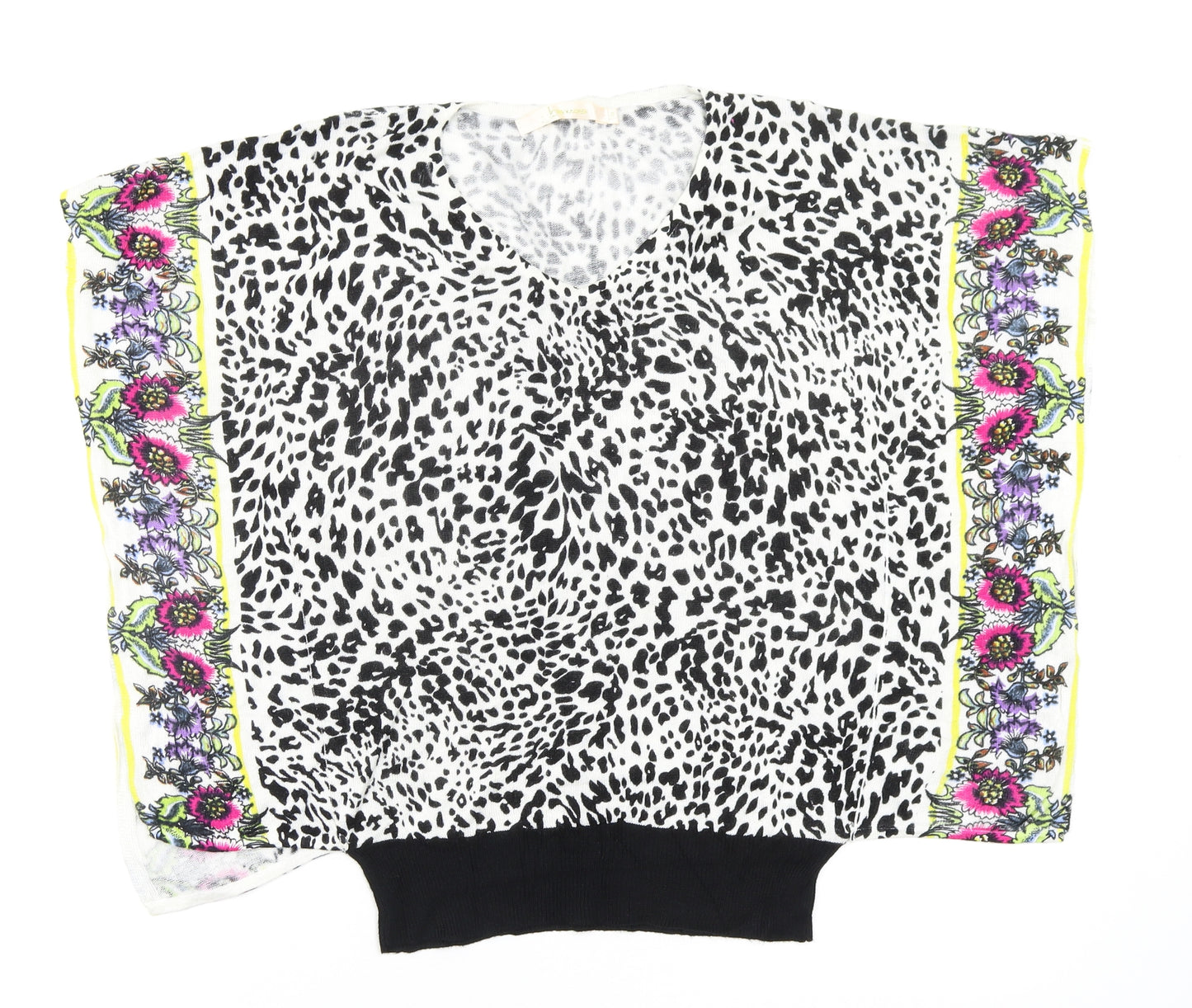 panacher Womens Multicoloured Geometric  Basic T-Shirt Size S