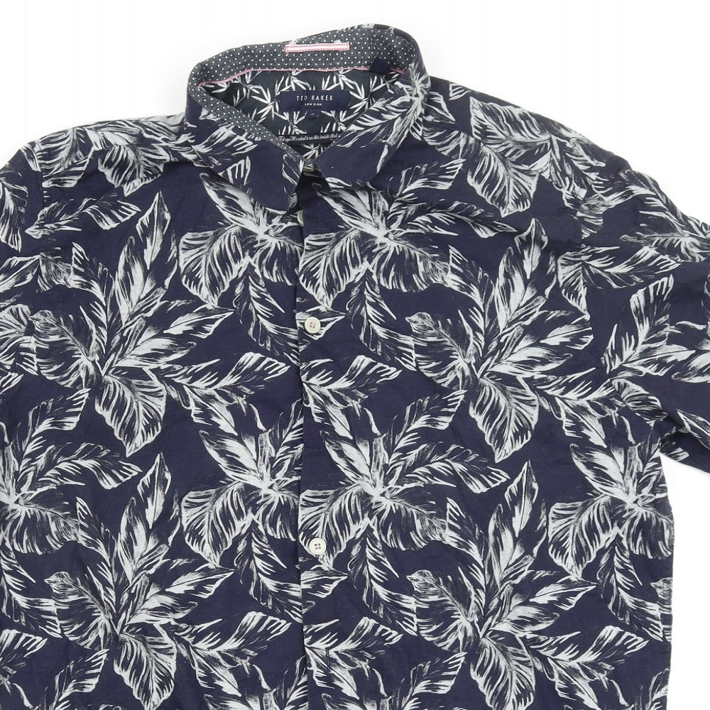 Ted Baker Mens Blue Floral   Button-Up Size 2XL