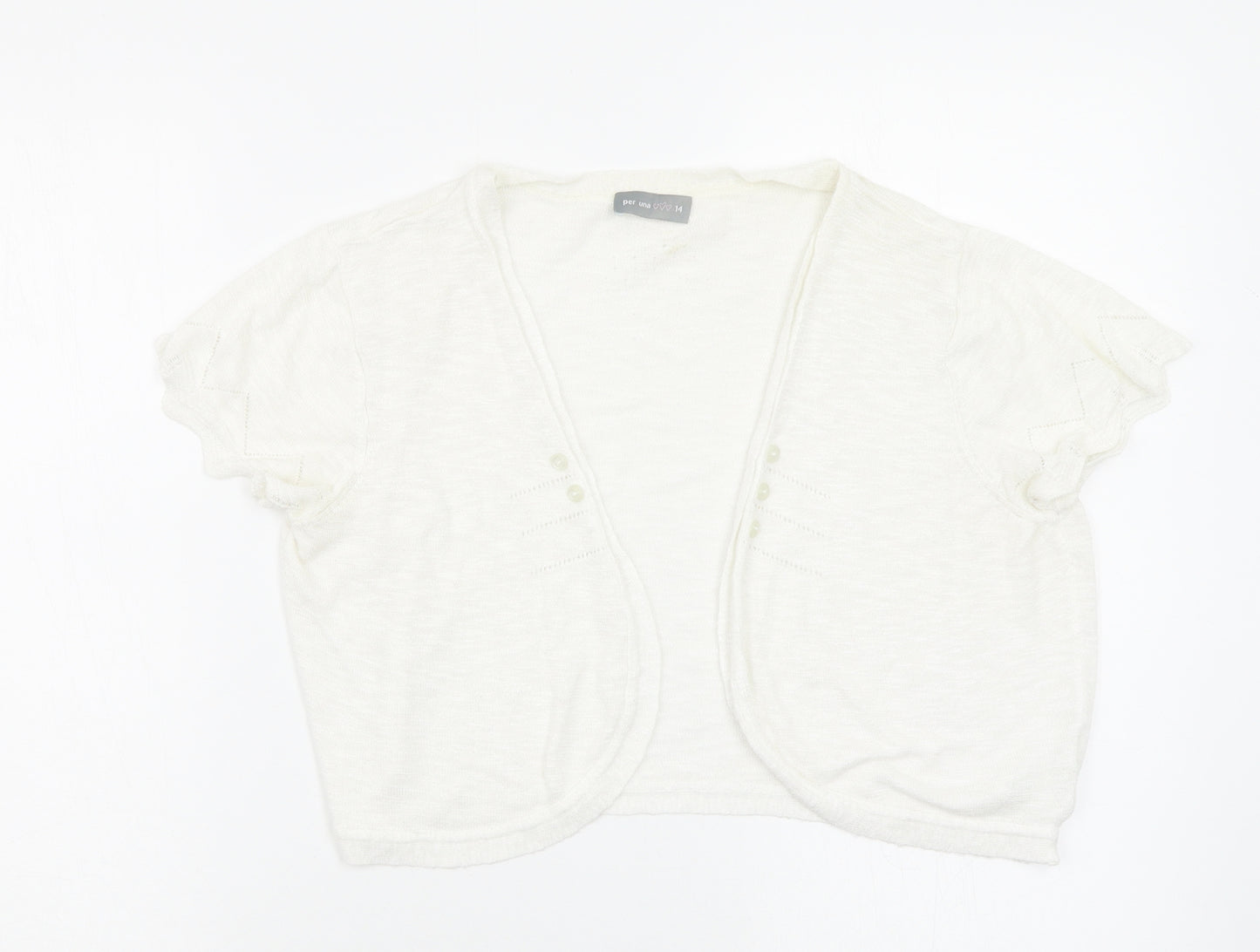 Per Una Womens White   Cardigan Jumper Size 14