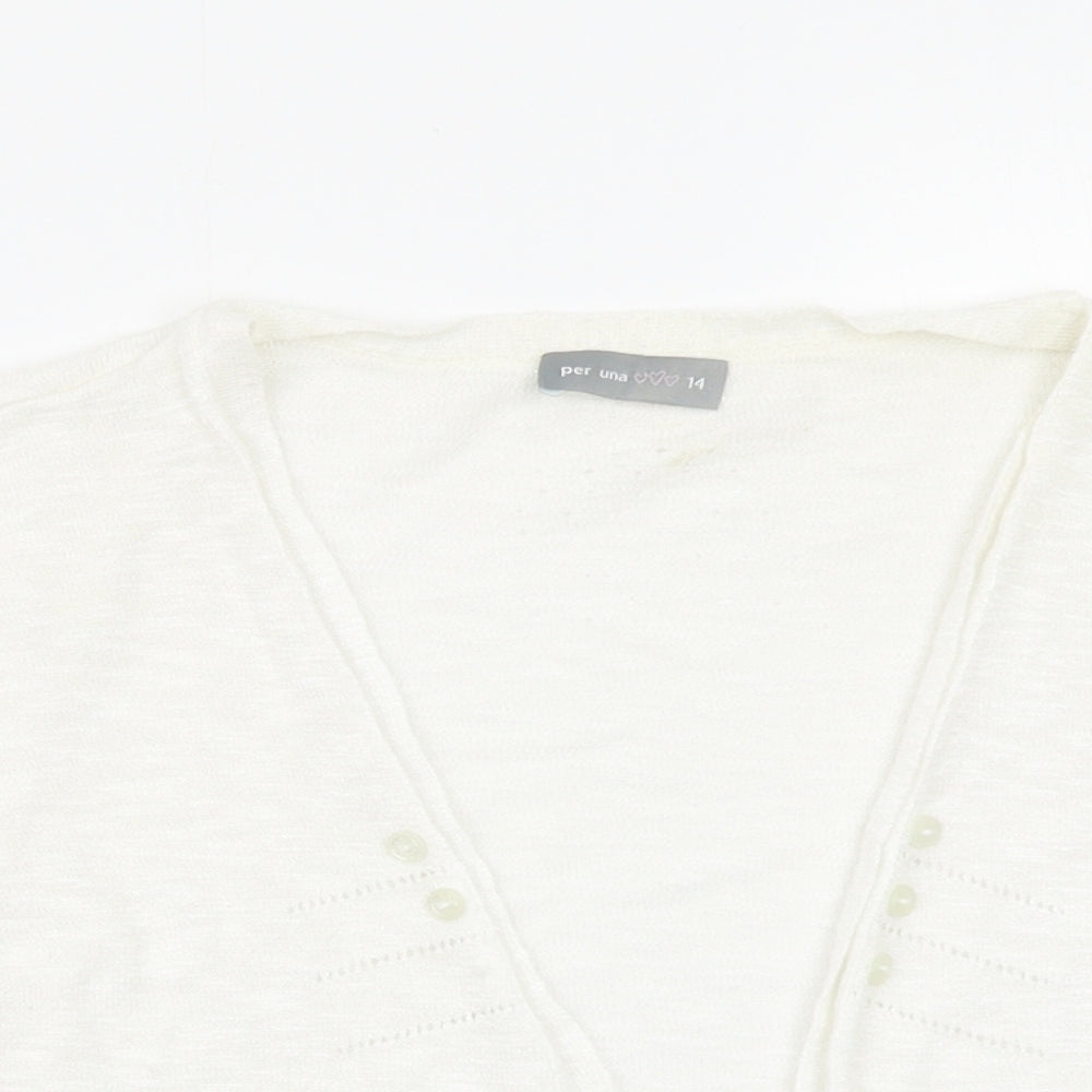 Per Una Womens White   Cardigan Jumper Size 14