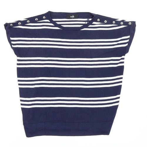 Wallis Womens Multicoloured Striped  Basic T-Shirt Size M