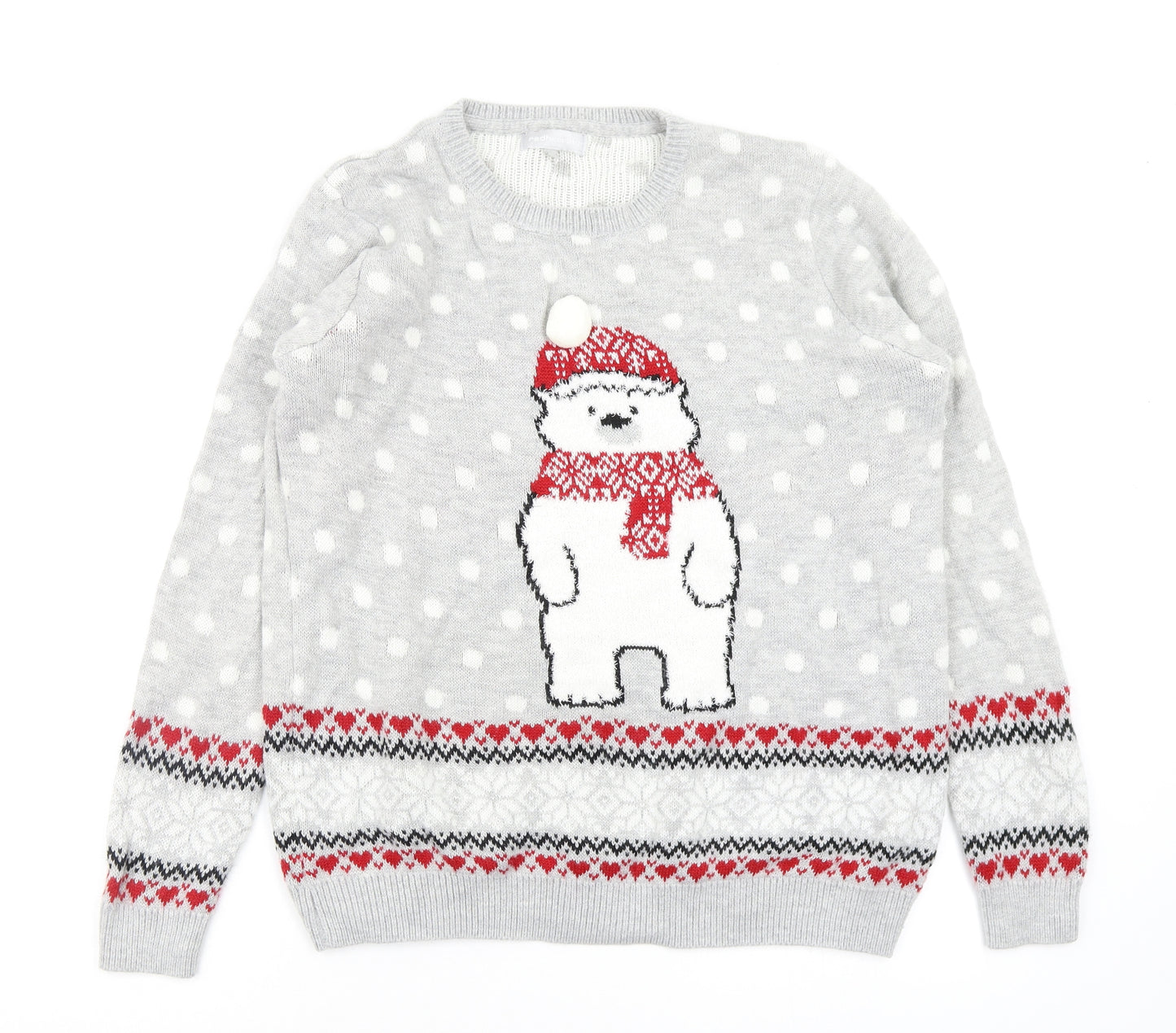 Red Herring Womens Grey Polka Dot  Pullover Jumper Size 18  - christmas