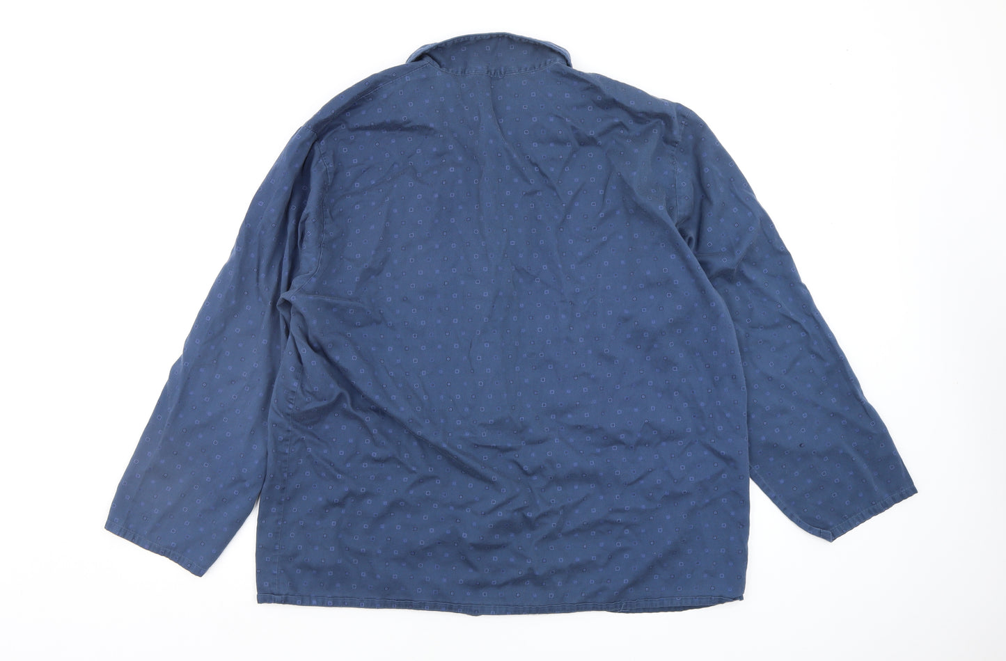 M&S Mens Blue Geometric   Pyjama Top Size XL