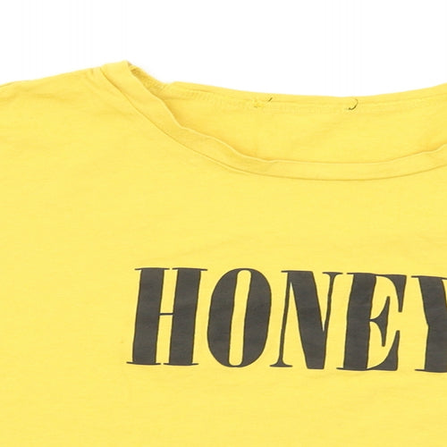 New Look Womens Yellow   Basic T-Shirt Size 14  - Crop top