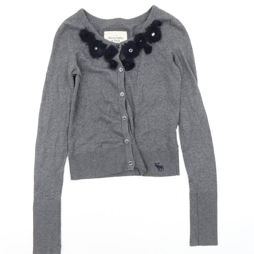 Abercrombie & Fitch Womens Grey Floral  Cardigan Jumper Size S