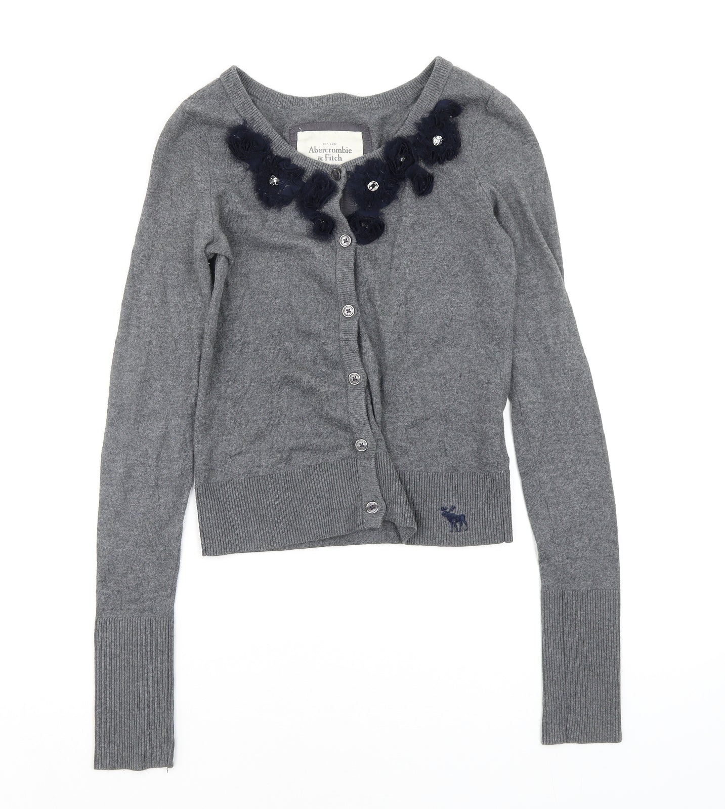 Abercrombie & Fitch Womens Grey Floral  Cardigan Jumper Size S