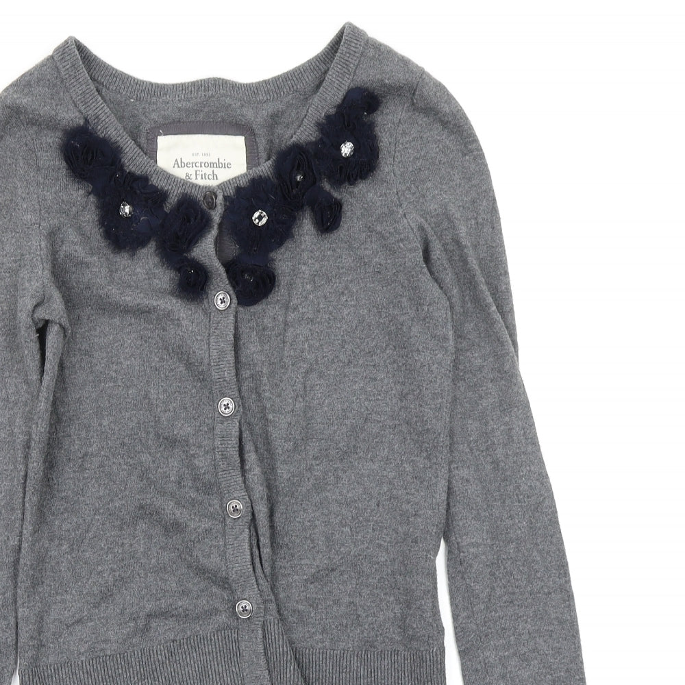 Abercrombie & Fitch Womens Grey Floral  Cardigan Jumper Size S