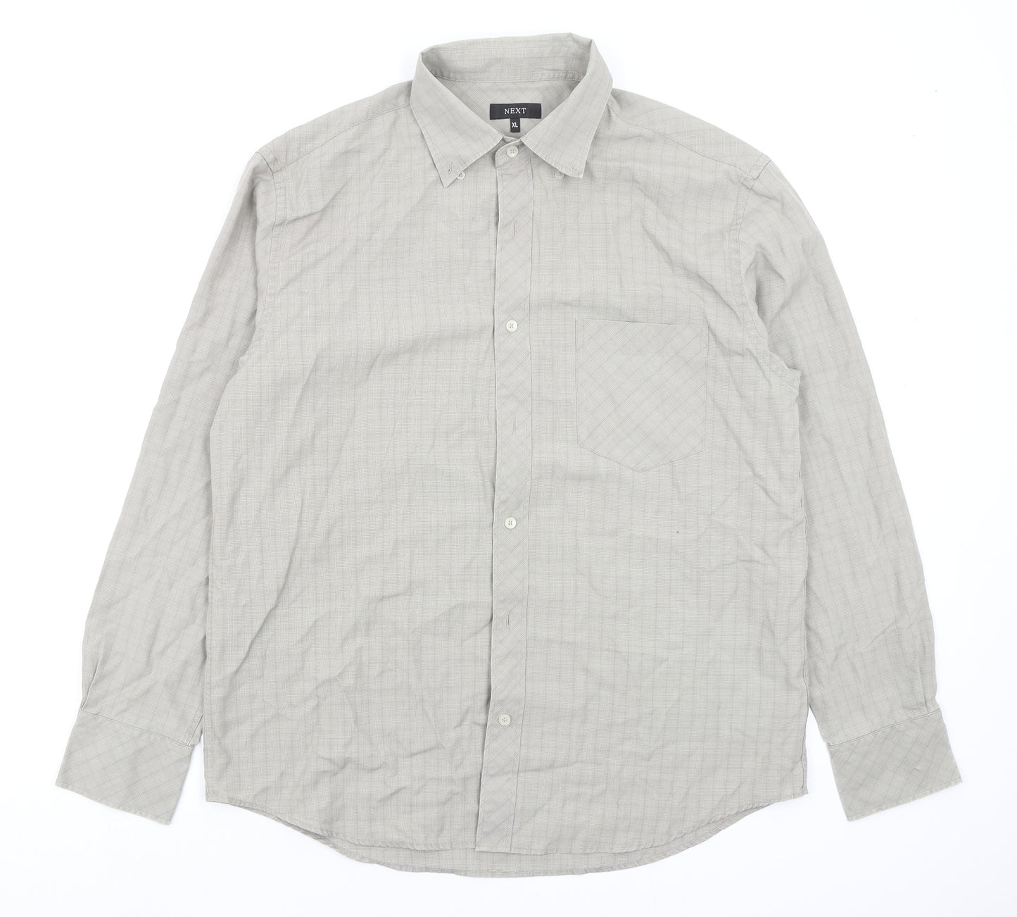 NEXT Mens Beige Check   Button-Up Size XL
