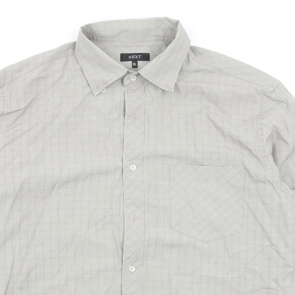 NEXT Mens Beige Check   Button-Up Size XL