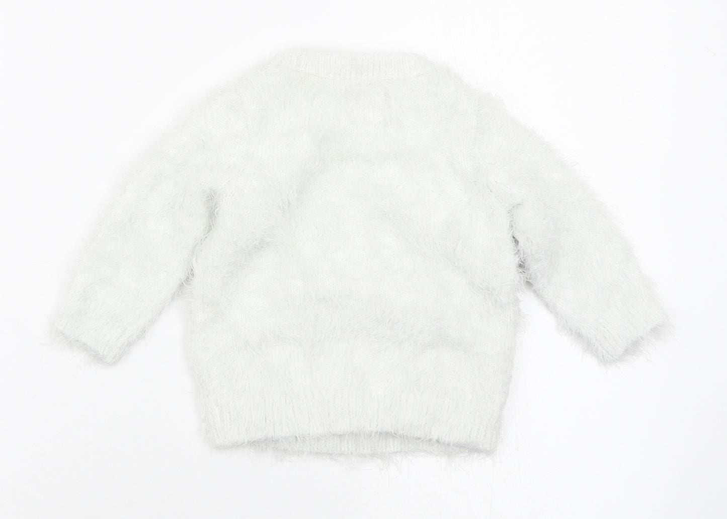 F&F Girls White   Pullover Jumper Size 12-18 Months  - christmas