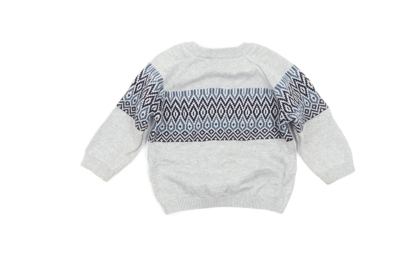 TU Boys Grey Geometric  Pullover Jumper Size 3-6 Months