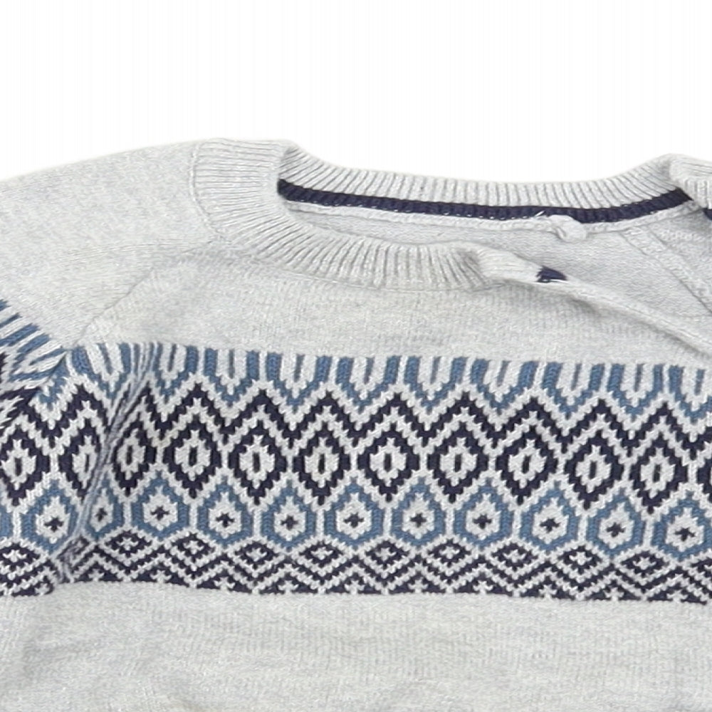 TU Boys Grey Geometric  Pullover Jumper Size 3-6 Months