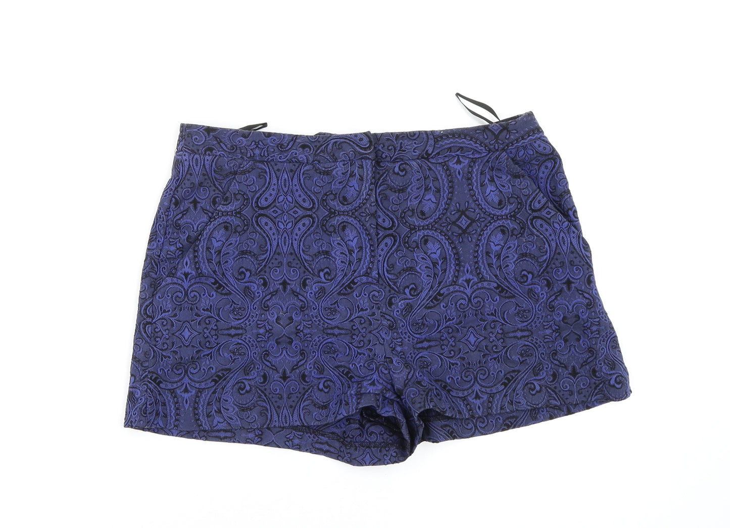 Primark Womens Blue Geometric  Hot Pants Shorts Size 10