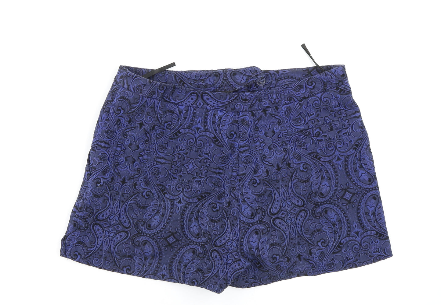 Primark Womens Blue Geometric  Hot Pants Shorts Size 10