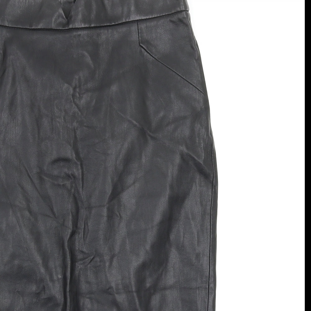 Zara Womens Black   A-Line Skirt Size 10  - Leather Skirt