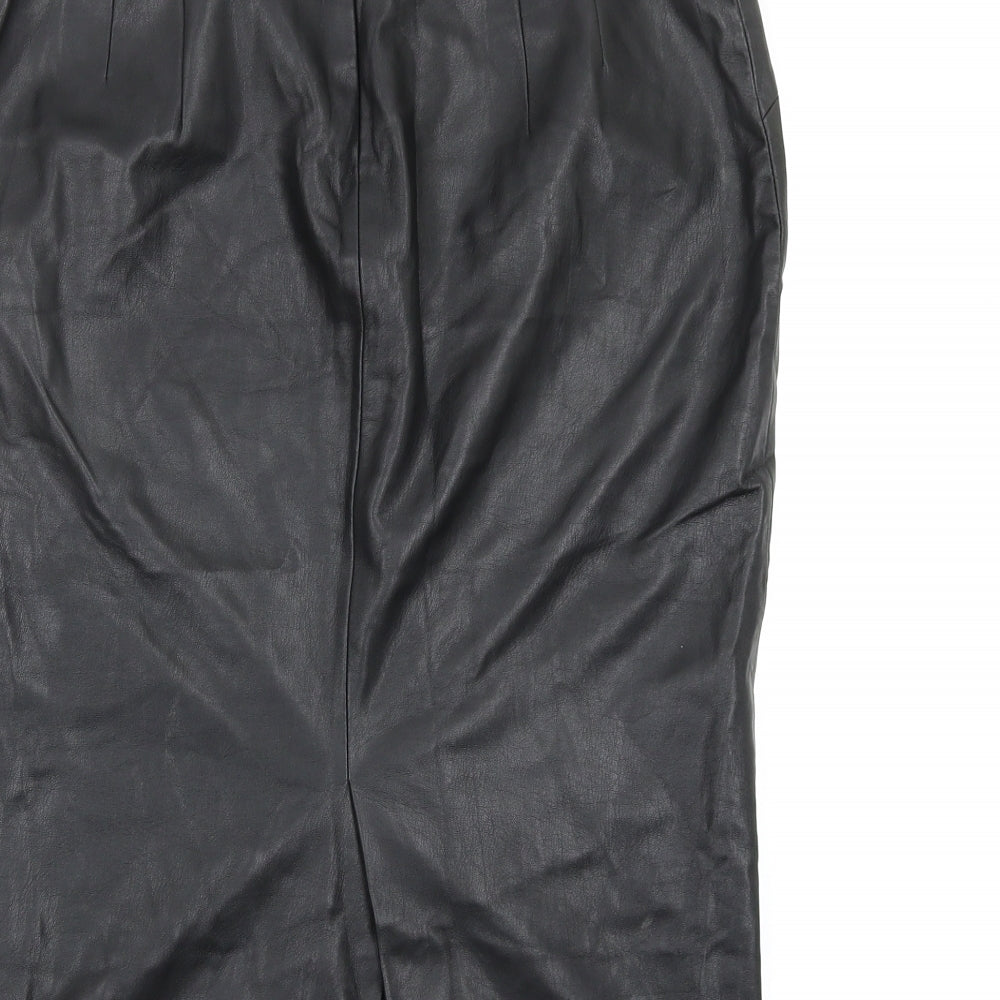 Zara Womens Black   A-Line Skirt Size 10  - Leather Skirt
