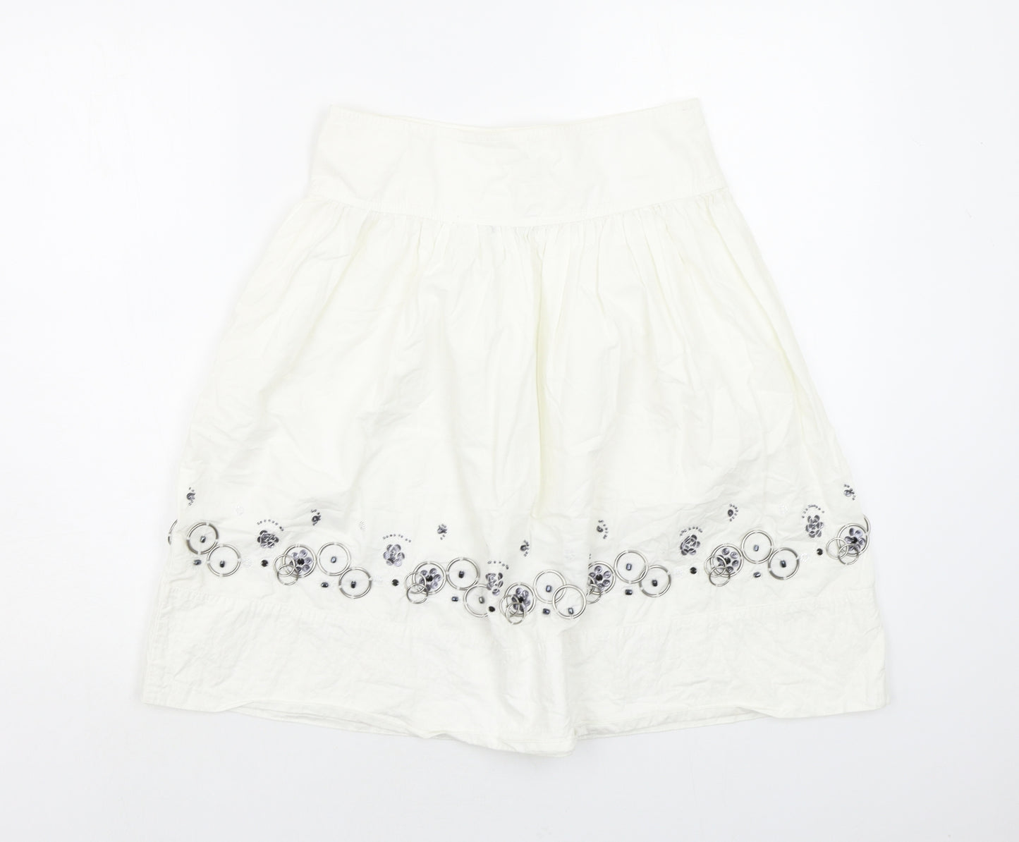 Papaya Womens White Geometric  Flare Skirt Size 8