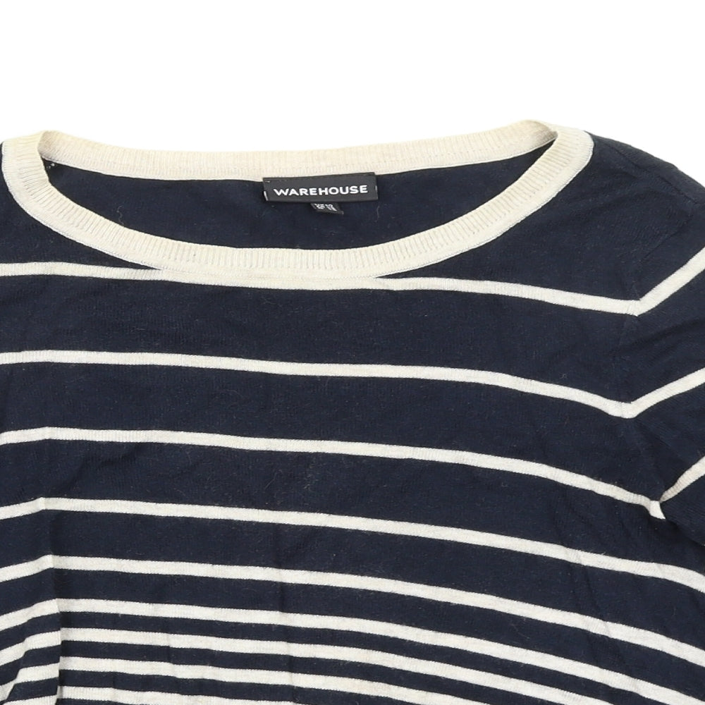 warehousse Womens Multicoloured Striped  Basic T-Shirt Size 10