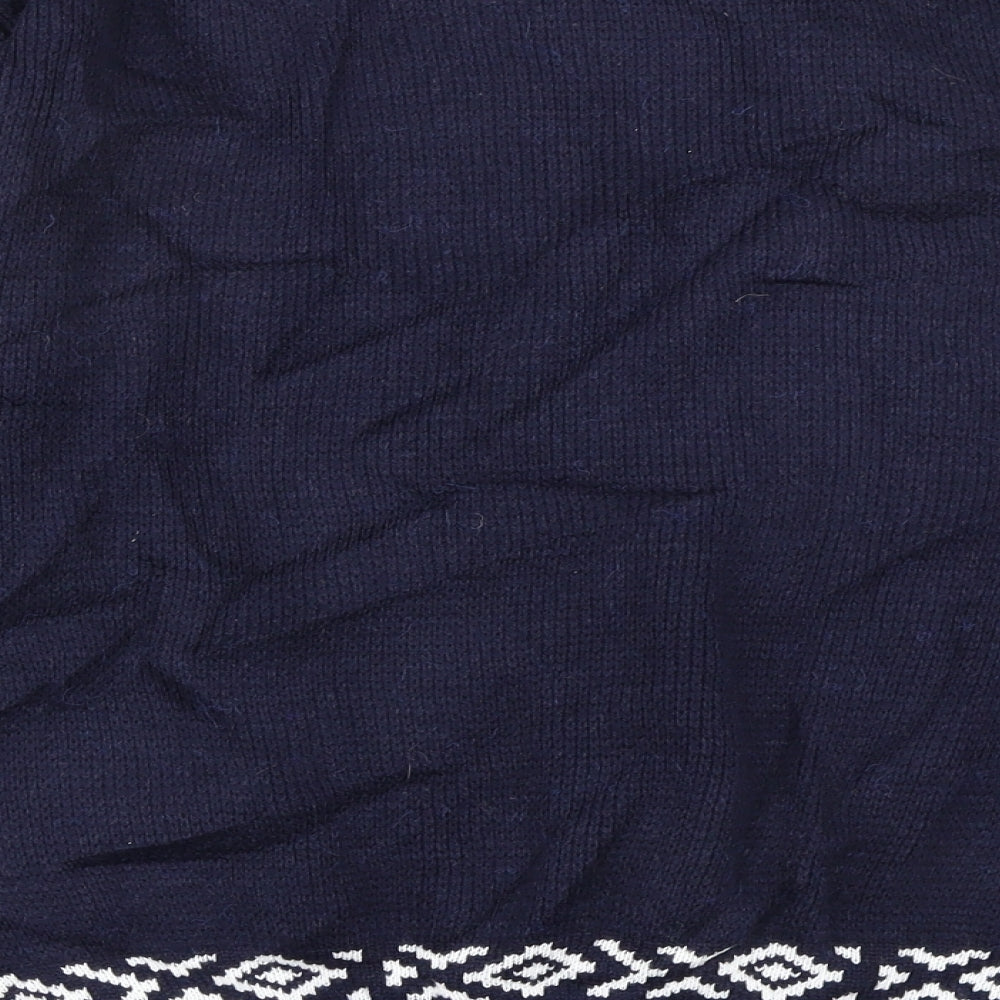 FAB Mens Blue Geometric  Pullover Jumper Size L  - christmas