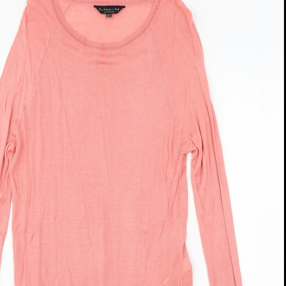 F&F Womens Pink  Knit Pullover Jumper Size 10